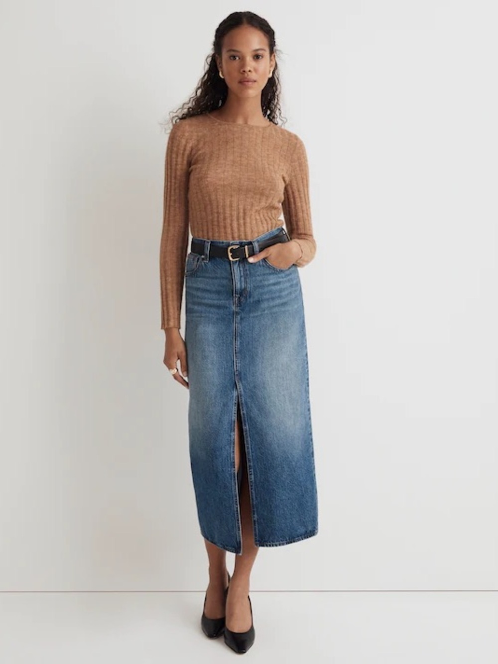 Madewell The Rilee Denim Midi Skirt
